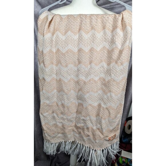 Figueroa Genuine Alpaca Peruvian Cream Chevron Scarf - Picture 9 of 9